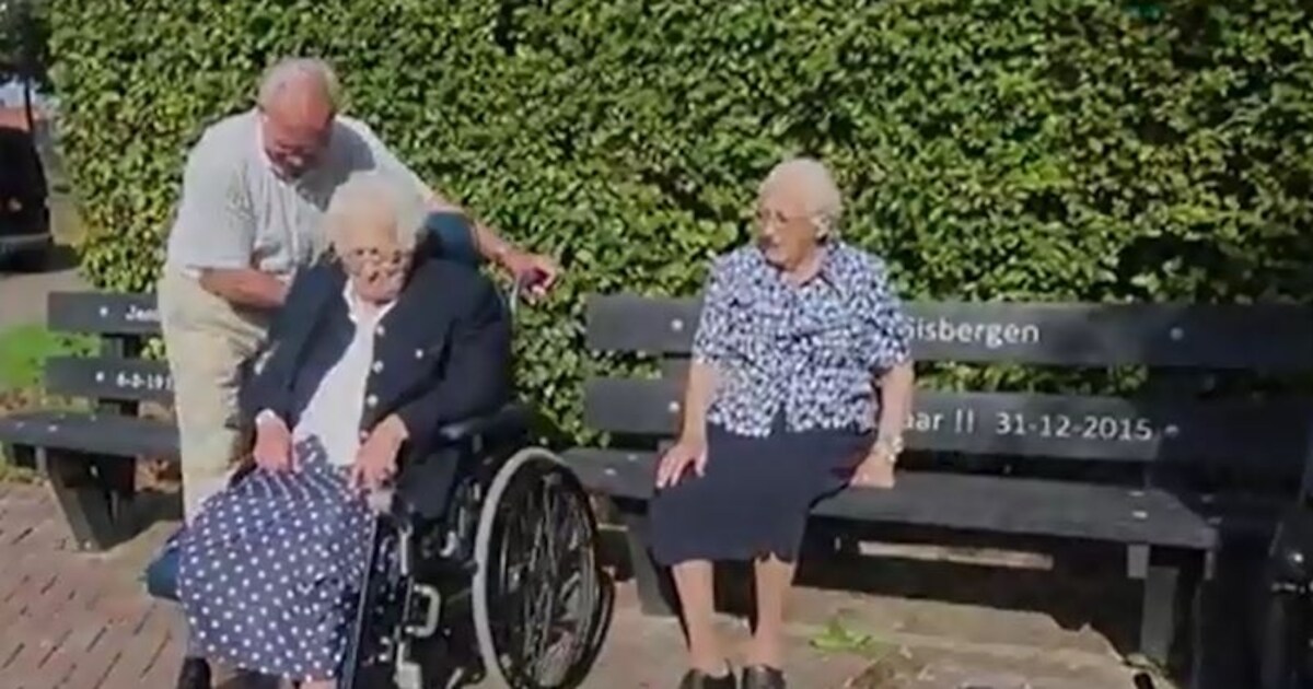 Drie leden gezin Van Gisbergen uit Hooge Mierde ouder dan 100 jaar, bankjes geschonken (video)
