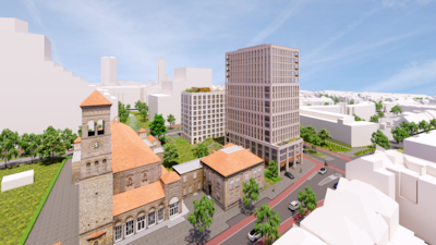Nieuwbouw bij de Steentjeskerk in Eindhoven: twee woontorens met 210 huurappartementen