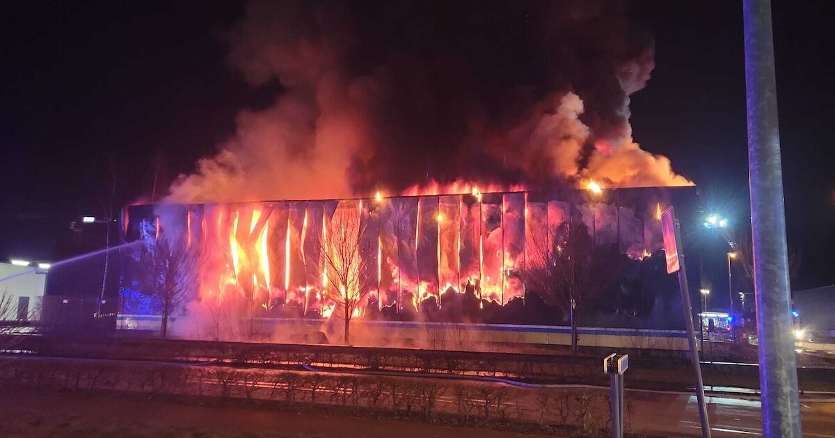 Grote brand verwoest bedrijf net over de grens bij Reusel: ‘Plots zagen we een enorme rookpluim’