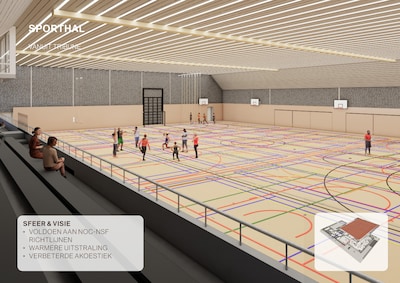 Sporthal de Hongerman in Nuenen oogt na de renovatie fris, licht én krijgt een terras
