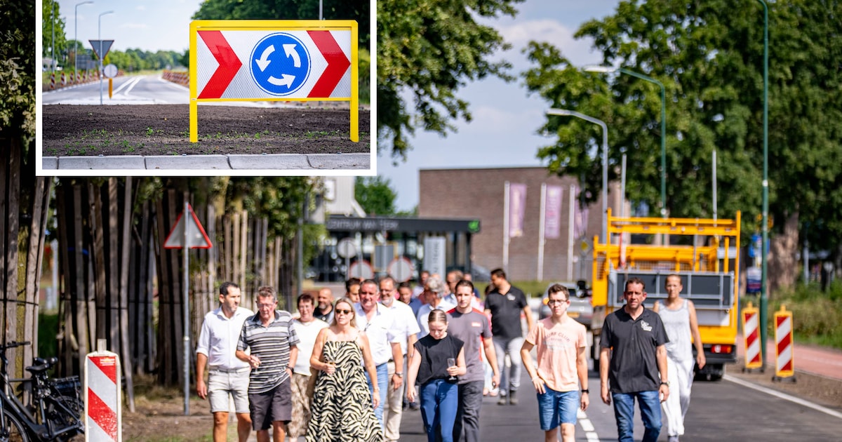 Veelbesproken rotonde in Goirle is nu al aan reparatie toe: scheur door lichtmast