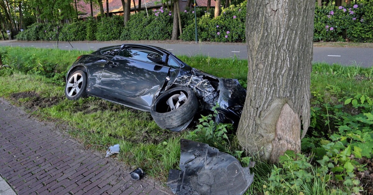 Inzittenden auto ongedeerd na botsing tegen boom in Netersel