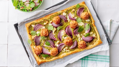 Wat Eten We Vandaag: Plaattaart met kipballetjes, 