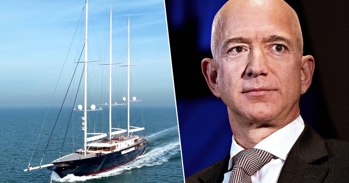 Beelden tonen eerste proefvaart op Noordzee van superjacht Jeff Bezos ...
