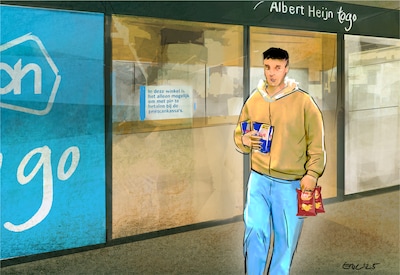 Winkeldief (18) ‘hoorde een piepje’ op station Tilburg, maar beelden tonen geen enkele betaling