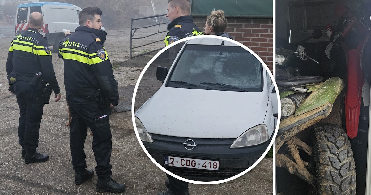 Dieven rijden met valse nummerplaten terrein van boer Jan op, breken in en stelen twee nieuwe motore